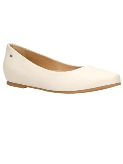 Leder-Ballerinas in Creme