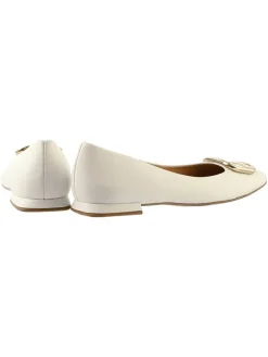 Leder-Ballerinas in Creme