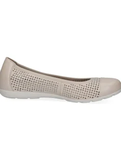 Leder-Ballerinas in Creme