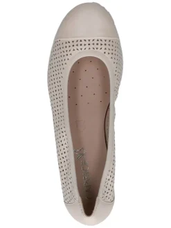 Leder-Ballerinas in Creme