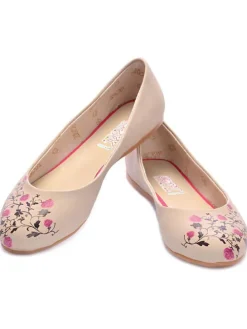 Leder-Ballerinas in Creme/ Pink