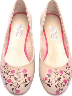Leder-Ballerinas in Creme/ Pink