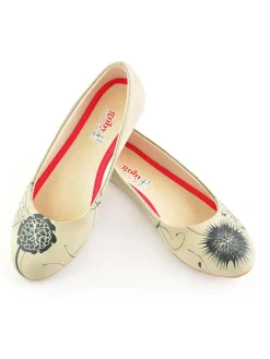 Leder-Ballerinas in Creme/ Schwarz