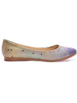 Leder-Ballerinas in Creme/ Lila