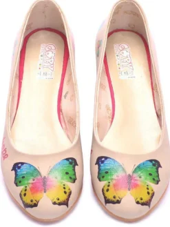Leder-Ballerinas in Creme/ Bunt
