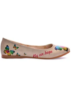 Leder-Ballerinas in Creme/ Bunt