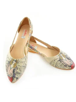 Leder-Ballerinas in Creme/ Bunt