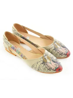 Leder-Ballerinas in Creme/ Bunt