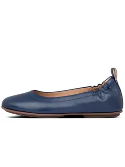 Leder-Ballerinas in Dunkelblau