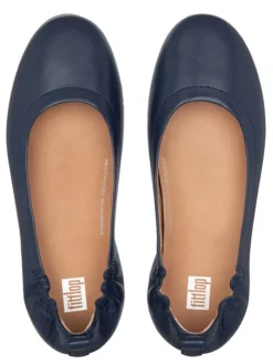 Leder-Ballerinas in Dunkelblau