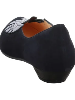 Leder-Ballerinas in Dunkelblau