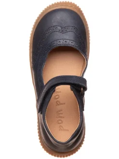 Leder-Ballerinas in Dunkelblau