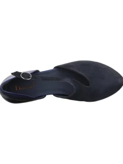 Leder-Ballerinas in Dunkelblau