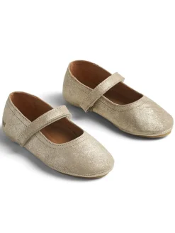 Leder-Ballerinas in Gold