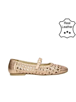Leder-Ballerinas in Gold