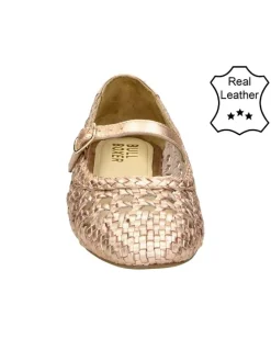 Leder-Ballerinas in Gold