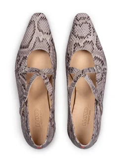 Leder-Ballerinas in Grau/ Beige