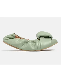 Leder-Ballerinas in Grün