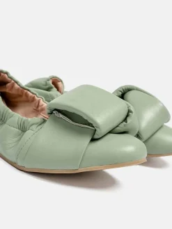 Leder-Ballerinas in Grün