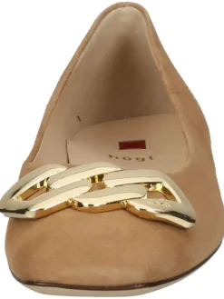 Leder-Ballerinas in Hellbraun