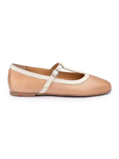 Leder-Ballerinas in Hellbraun/ Beige