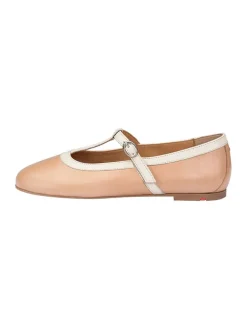 Leder-Ballerinas in Hellbraun/ Beige