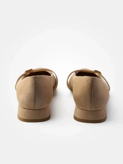 Leder-Ballerinas in Hellbraun