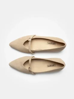 Leder-Ballerinas in Hellbraun