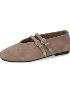 Leder-Ballerinas in Hellbraun