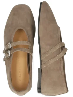 Leder-Ballerinas in Hellbraun