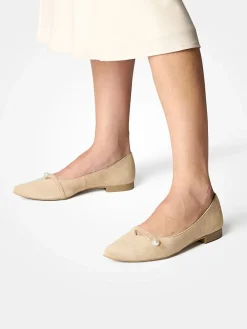 Leder-Ballerinas in Hellbraun