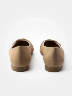 Leder-Ballerinas in Hellbraun