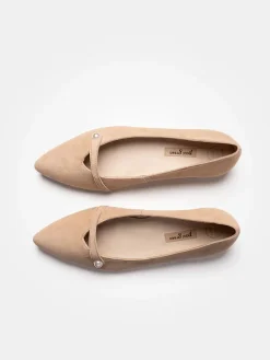 Leder-Ballerinas in Hellbraun