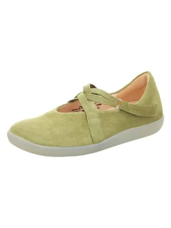 Leder-Ballerinas in Khaki