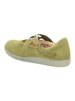 Leder-Ballerinas in Khaki