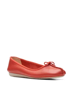 Leder-Ballerinas in Orange