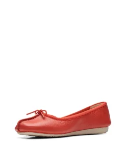 Leder-Ballerinas in Orange