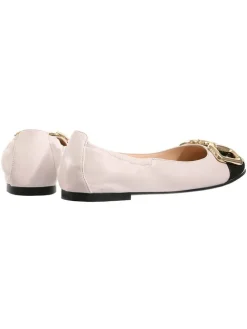 Leder-Ballerinas in Rosa/ Schwarz