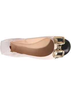 Leder-Ballerinas in Rosa/ Schwarz