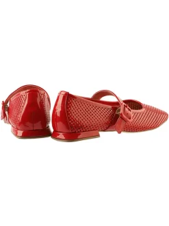 Leder-Ballerinas in Rot