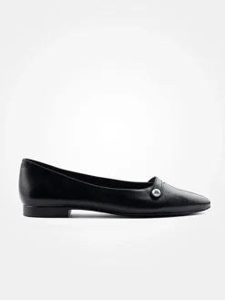 Leder-Ballerinas in Schwarz