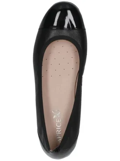 Leder-Ballerinas in Schwarz