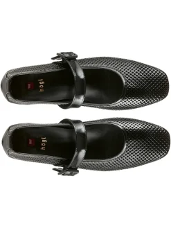 Leder-Ballerinas in Schwarz