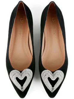 Leder-Ballerinas in Schwarz