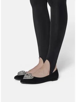 Leder-Ballerinas in Schwarz