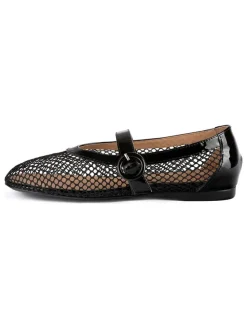 Leder-Ballerinas in Schwarz