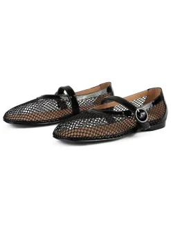 Leder-Ballerinas in Schwarz