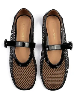 Leder-Ballerinas in Schwarz