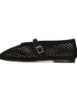 Leder-Ballerinas in Schwarz