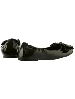 Leder-Ballerinas in Schwarz